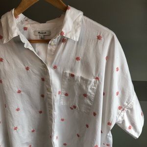 Madewell courier top embroidered flower design XL